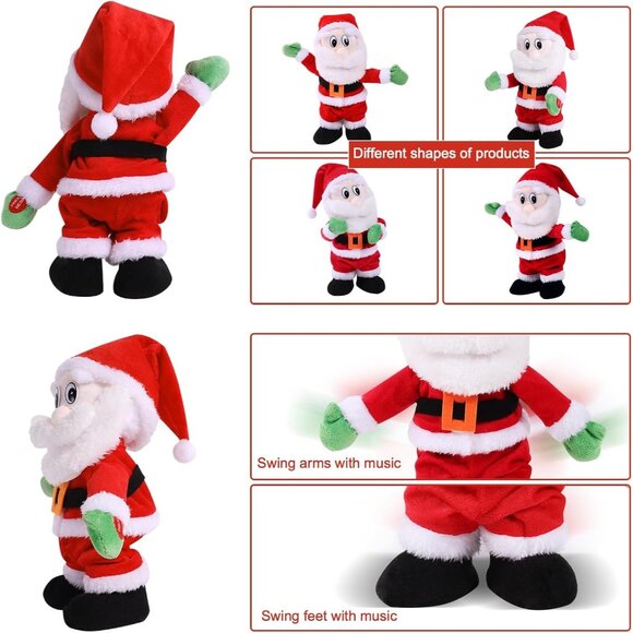Gfilay 12 Inch Dancing Santa Toy Walking Singing Stuffed Christmas Doll Gift - Picture 2 of 7